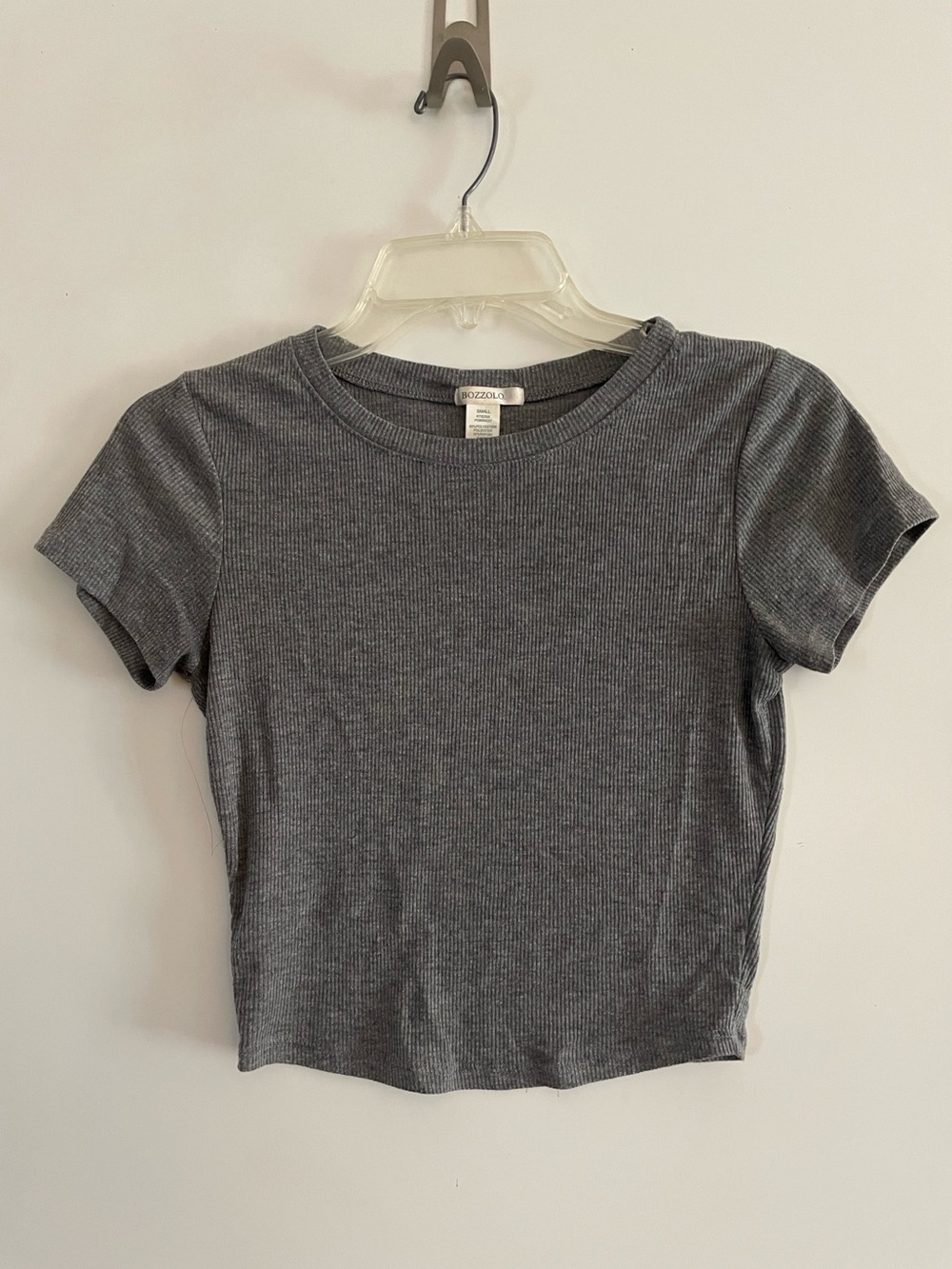 Grey Cropped Crew Neck T Shirt Top